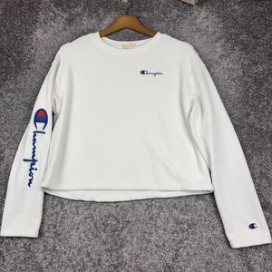 VTG Champion Reverse Weave‎ White Cropped Crewneck Sweatshirt Women's Small